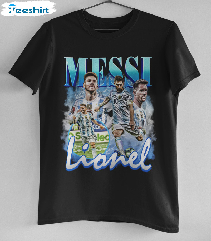 Lionel Messi Vintage Shirt, World Cup 2022 Football Crewneck Short Sleeve