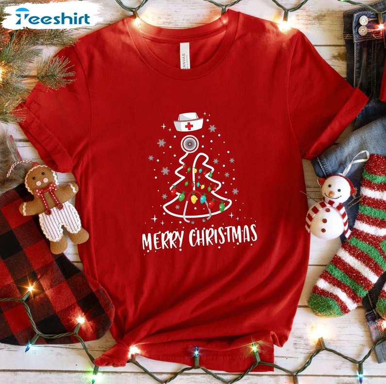 Stethoscope Christmas Tree Shirt , Unisex T-shirt Unisex Hoodie Gift For Doctor