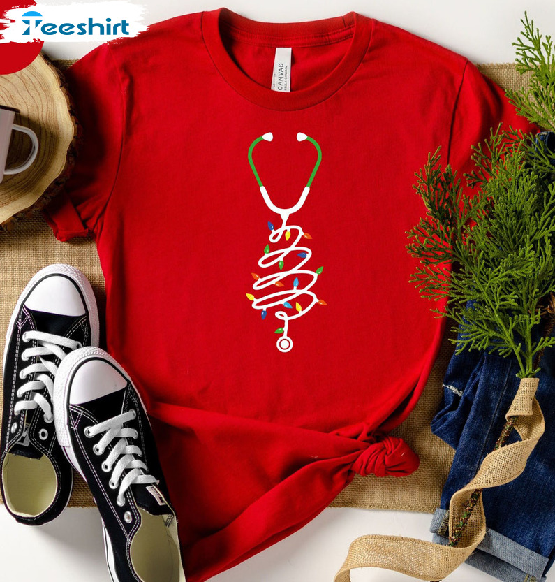 Christmas Nurse Stethoscope Shirt, Doctor Christmas Tee Tops Unisex T-shirt
