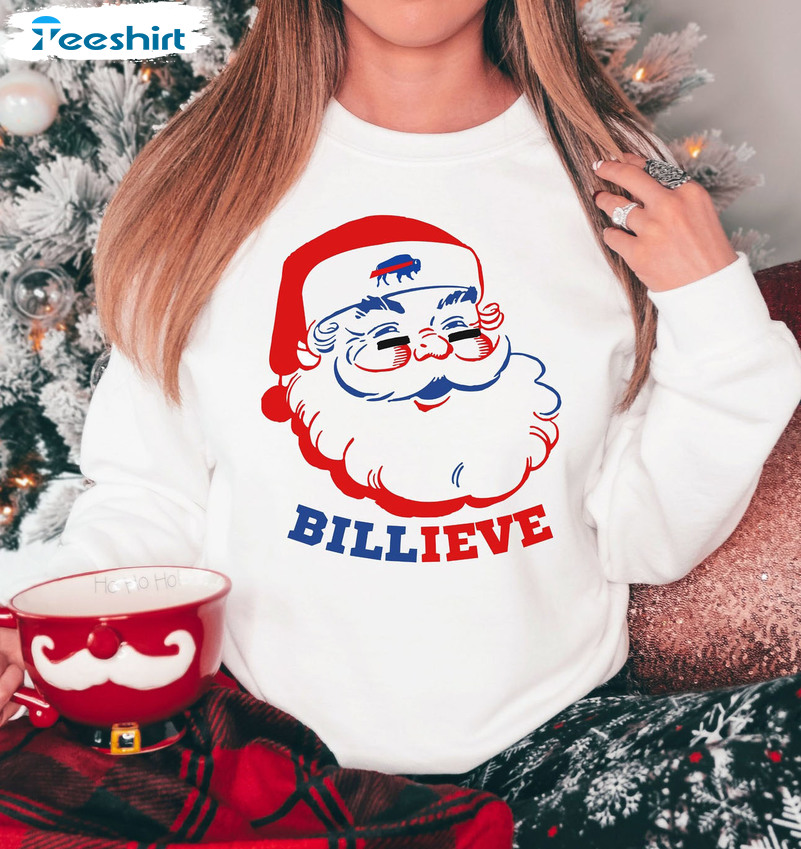 Buffalo Bills Billieve Shirt, Christmas Santa Claus Short Sleeve Unisex T- shirt