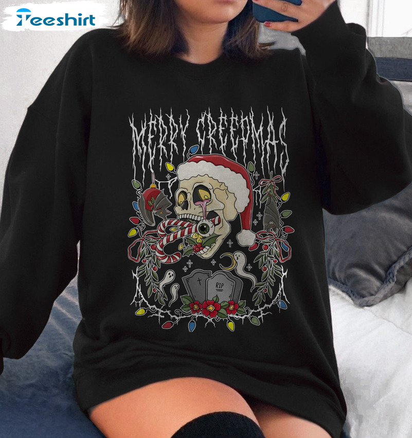 Merry Creepmas Shirt, Christmas Skeleton Sweatshirt Hoodie