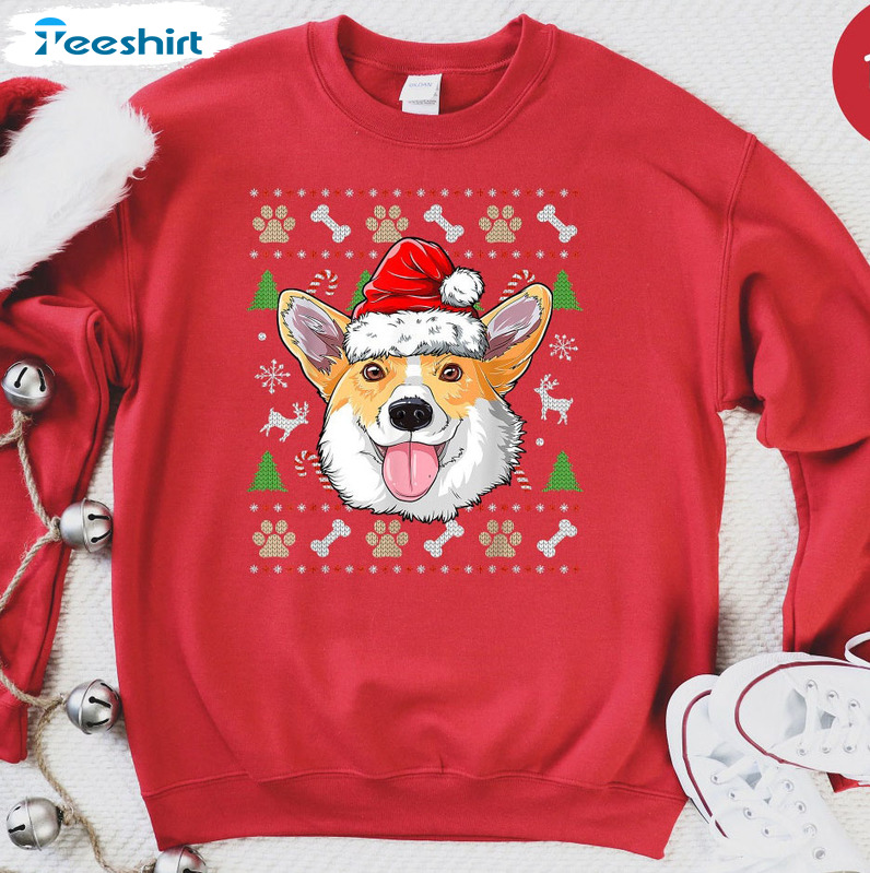 Christmas Corgi Shirt, Dog Lover Sweatshirt Hoodie