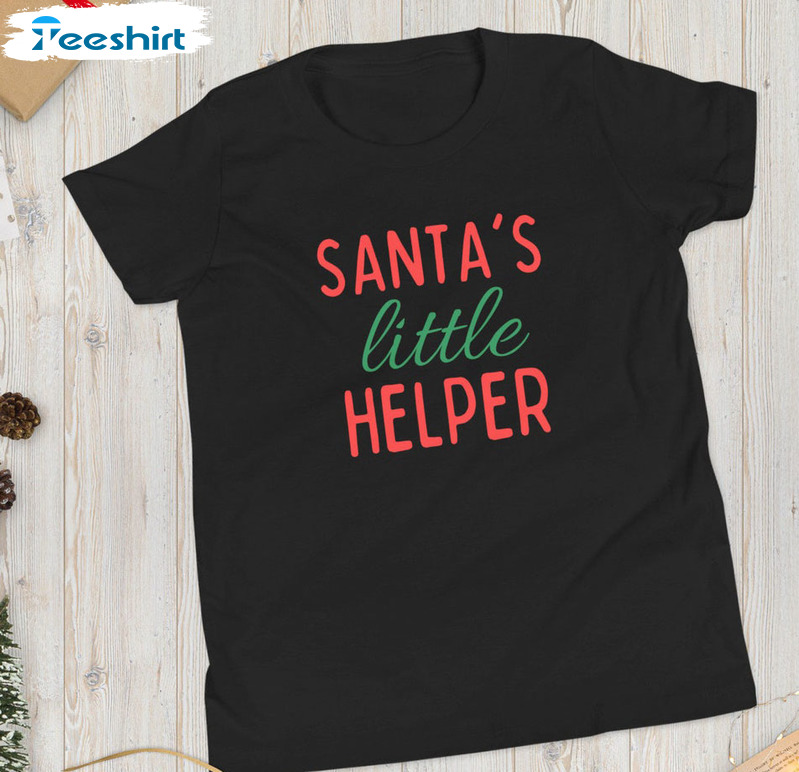 Santa's Little Helper Shirt, Vintage Christmas Crewneck Short Sleeve