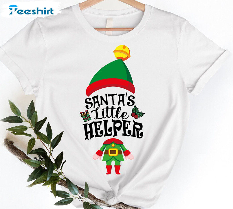 Santa's Little Helper Sweatshirt, Christmas Elf Unisex T-shirt Short Sleeve