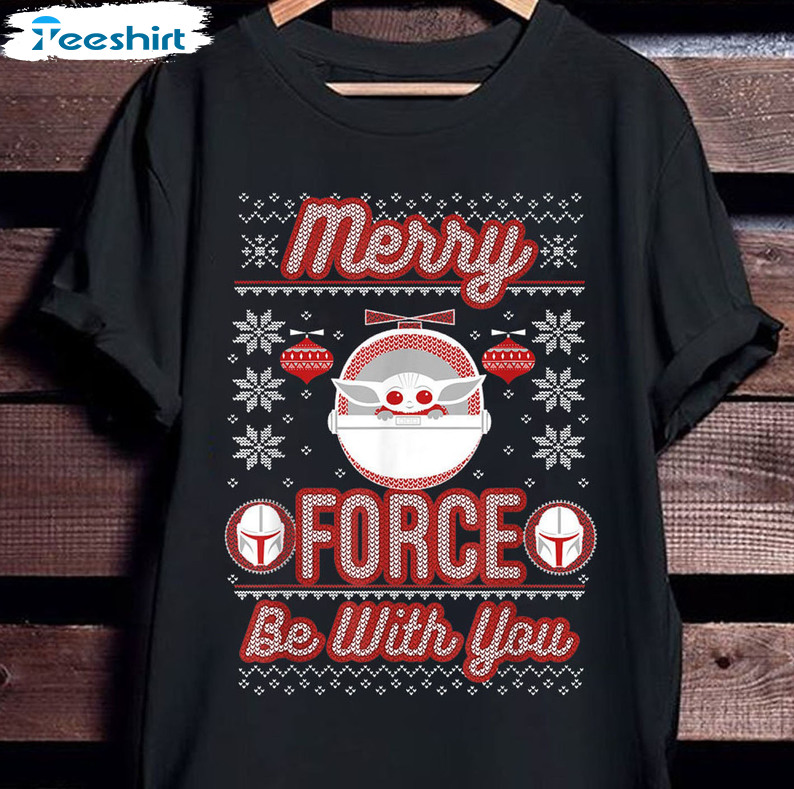 Merry Force Be With You Shirt, Christmas Short Sleeve Tee Tops