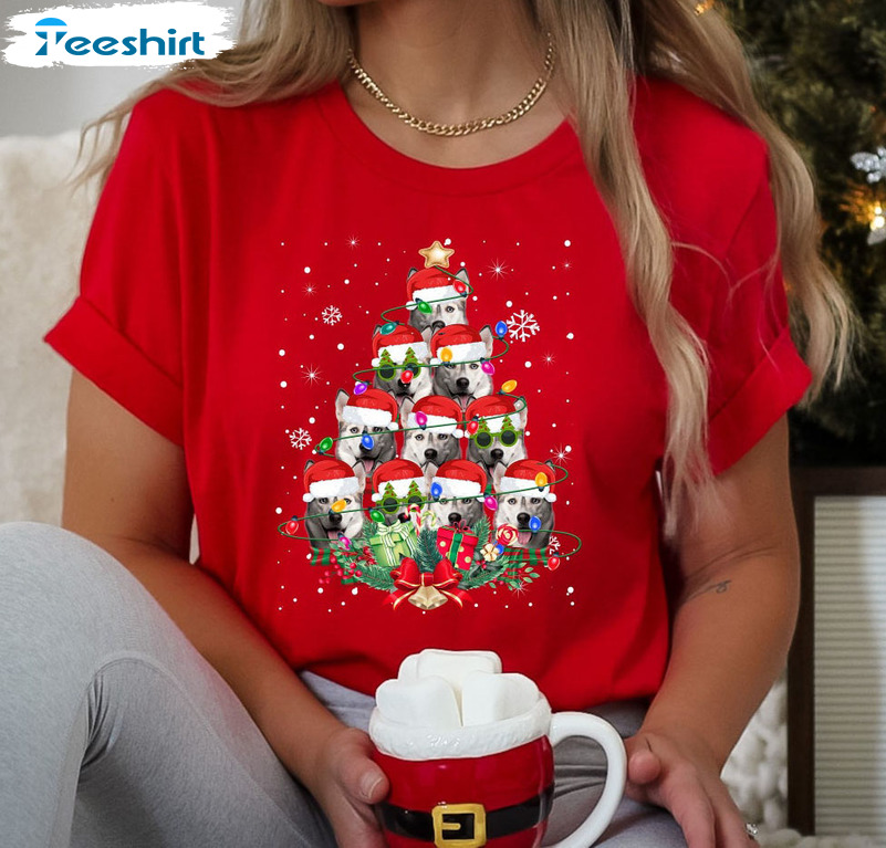 Siberian Husky Dog Shirt, Christmas Vintage Crewneck Tee Tops