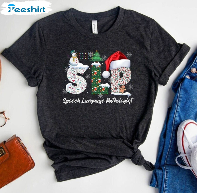 Slp Christmas Shirt, Speech Language Pathologist Short Sleeve Crewneck