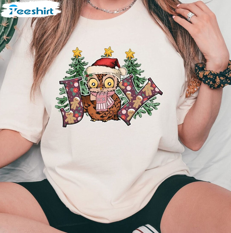 Owl Joy Christmas Shirt, Owl Lover Unisex T-shirt Short Sleeve