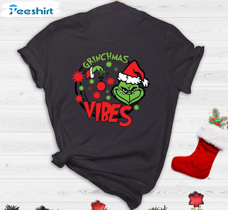 Grinchmas Vibes Grinch Shirt, Funny Grinch Tee Tops Unisex Hoodie