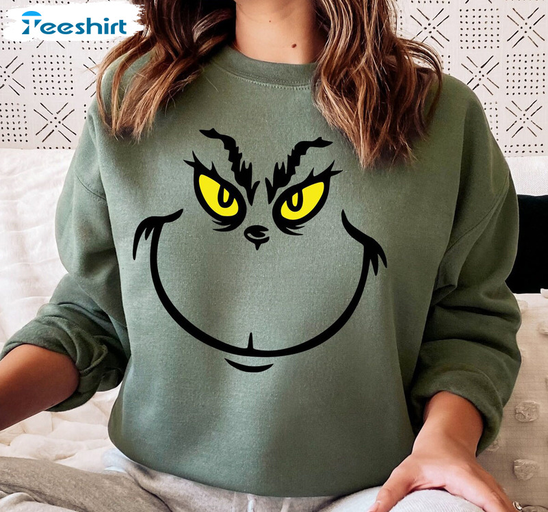 Grinch Face Sweatshirt, Funny Grinch Unisex T-shirt Crewneck