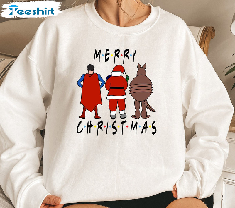 Merry Christmas Friends Shirt, Friends Christmas Armadillo Unisex Hoodie Short Sleeve