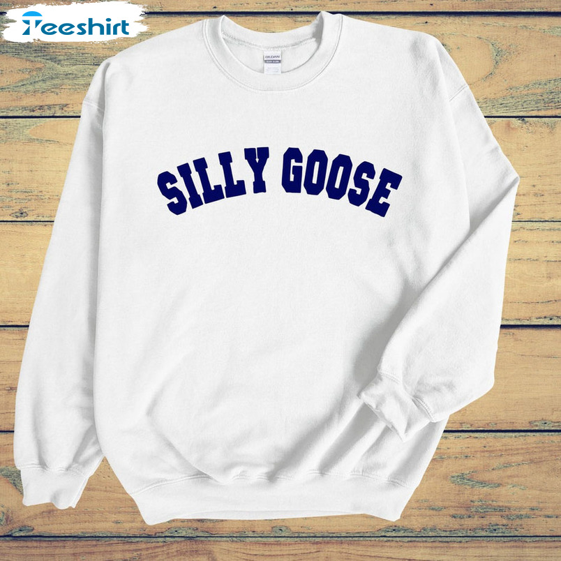 Silly Goose Vintage Sweatshirt, Minimalist Funny Short Sleeve Sweater