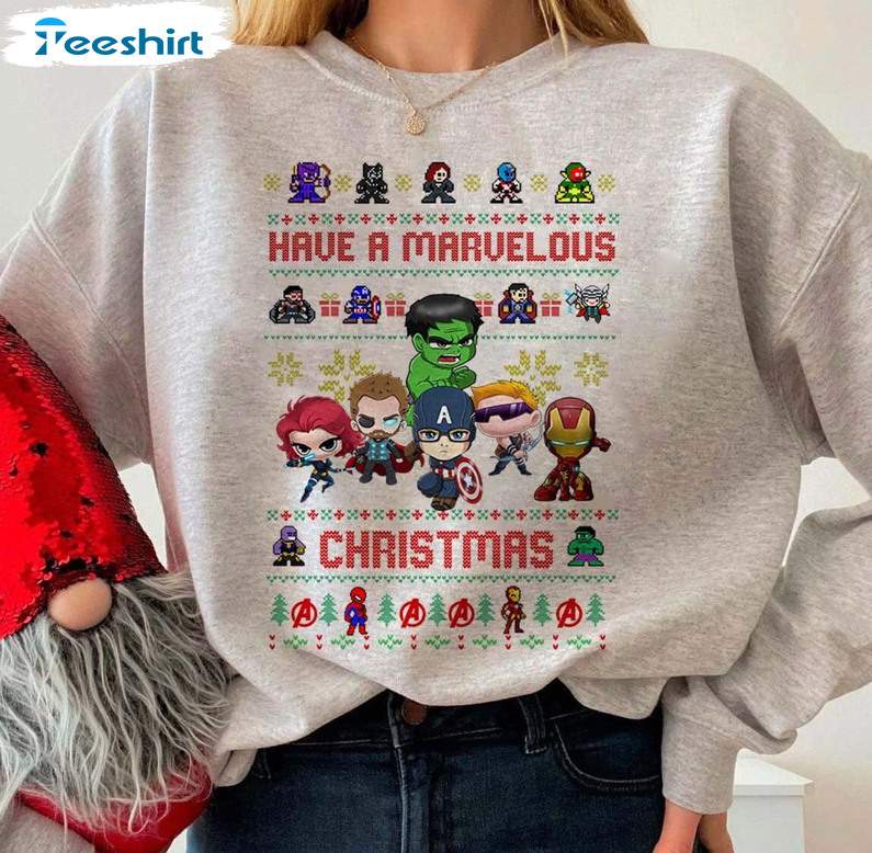 Have A Marvelous Christmas Disney Shirt, Marvel Christmas Sweater Short Sleeve