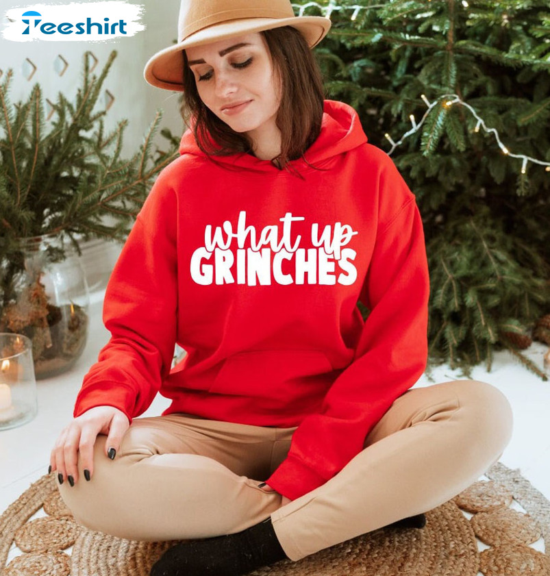 What Up Grinches Vintage Shirt, Christmas Season Short Sleeve Hoodie