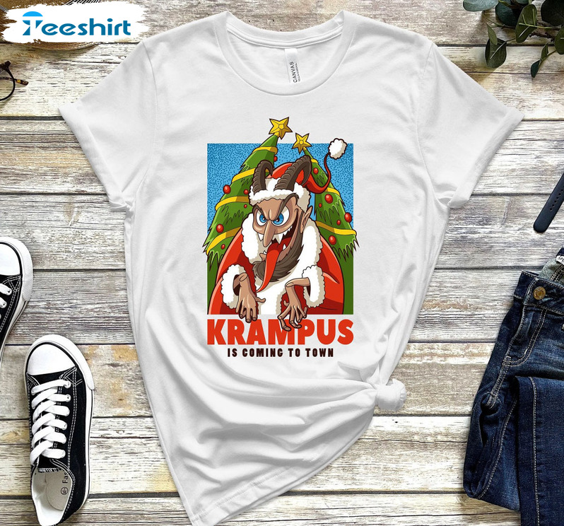 Krampus Is Coming To Town Shirt, Christmas Unisex Hoodie Crewneck