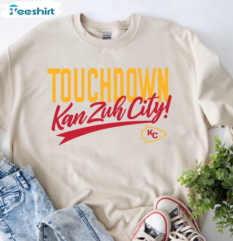 Touchdown Kan Zuh City Shirt, Gold Red Kansas City Hoodie Crewneck