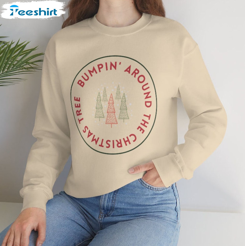 Bumpin Around The Christmas Tree Sweatshirt, Christmas Pregnancy Announcement Tee Tops