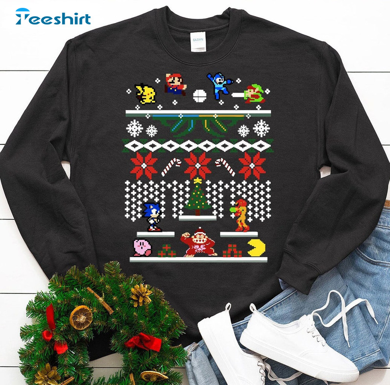 Super Mario Christmas Shirt, Family Christmas Short Sleeve Sweatshirt