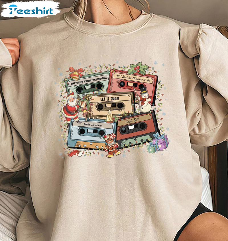 Cassette Christmas Shirt, Christmas Tapes Short Sleeve Tee Tops