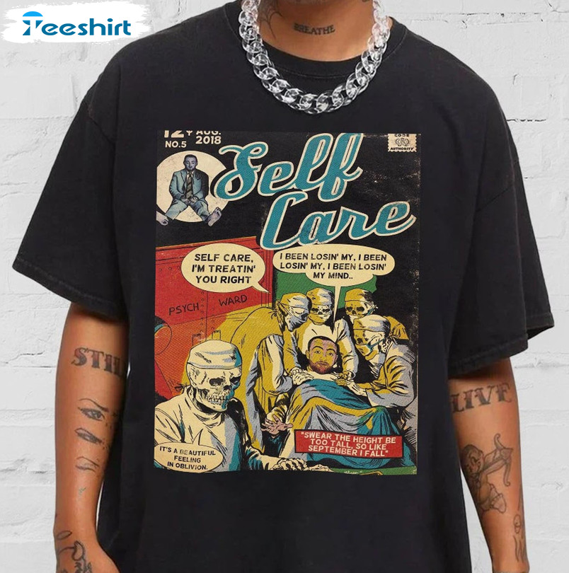 Self Care Comic Art Book Shirt, Vintage 90s Hip Hop Sweatshirt Crewneck