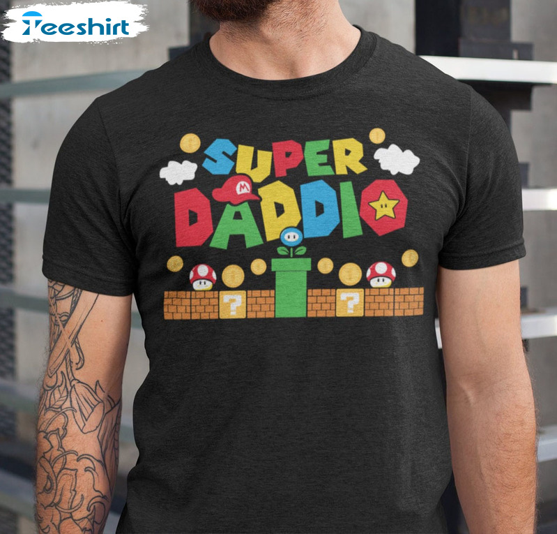 Super Daddio Vintage Shirt, Gamer Daddy Crewneck Short Sleeve