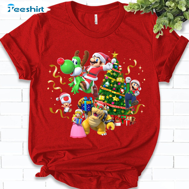 Super Mario Christmas Shirt, Funny Xmas Unisex Hoodie Short Sleeve