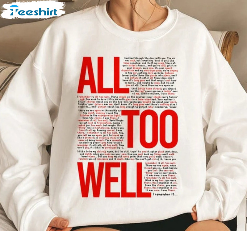 All Too Well Taylor Sweatshirt, Midnights Album Short Sleeve Crewneck