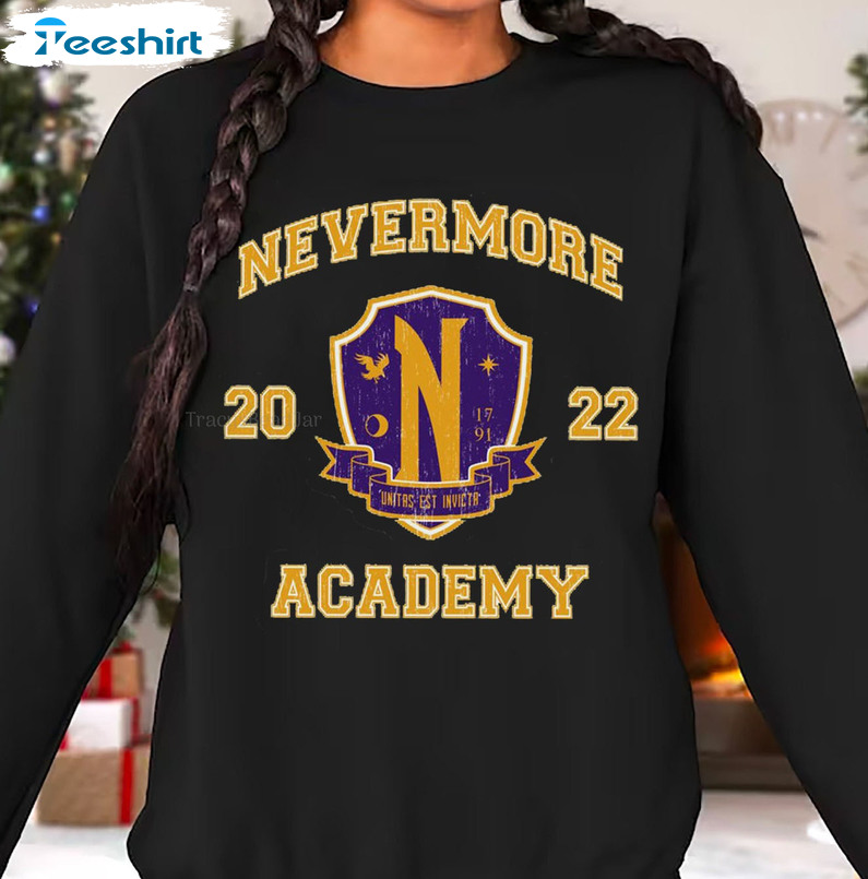 Nevermore Academy Vintage Shirt, Wednesday Adam Crewneck Short Sleeve