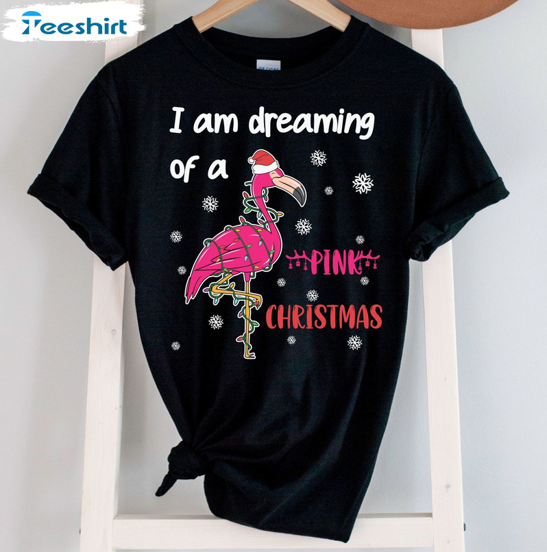 I'm Dreaming Of A Pink Christmas Shirt, Christmas Lights Sweater Short Sleeve