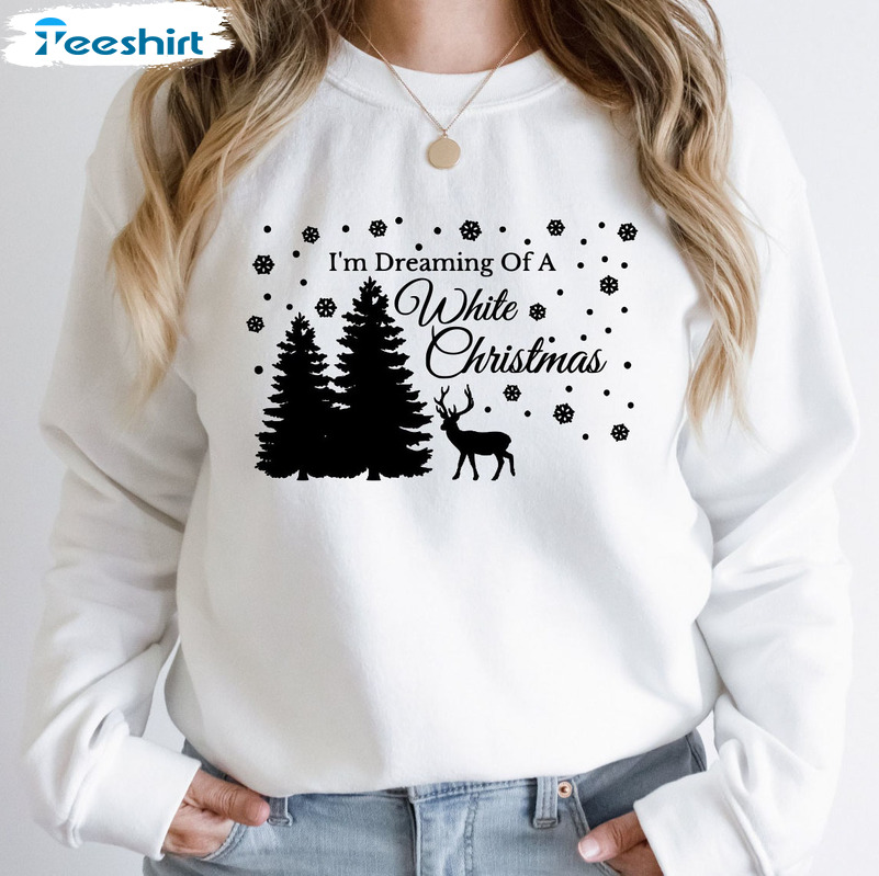 I'm Dreaming Of A White Christmas Shirt, Christmas Tree Short Sleeve Unisex Hoodie