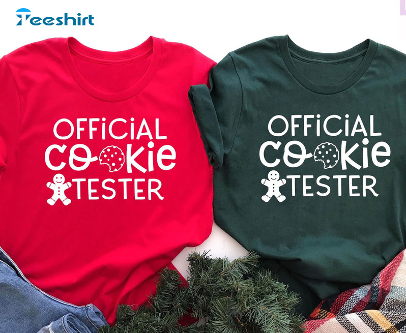 Official Cookie Taster Shirt, Family Funny Xmas Short Sleeve Sweater