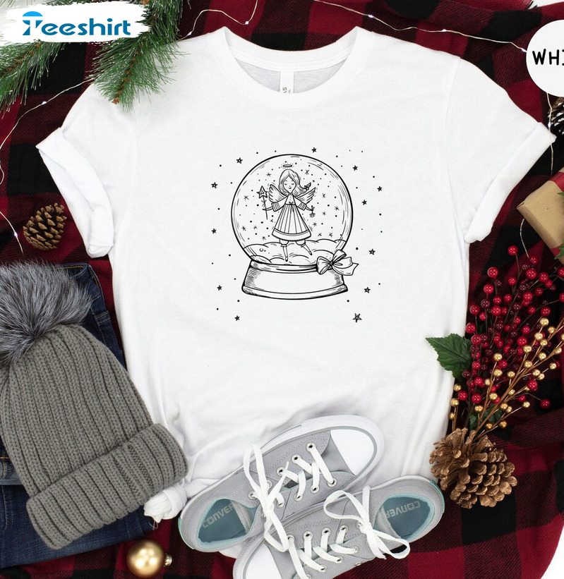 Christmas Snow Globe Angel Vintage Shirt, Christmas Family Tee Tops Unisex Hoodie