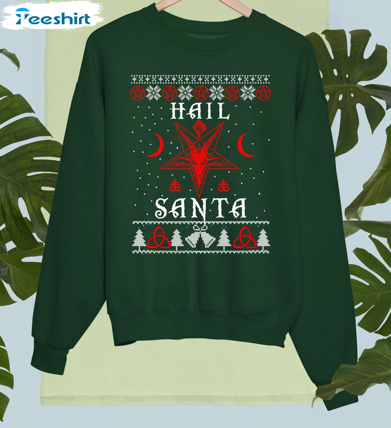 Hail Santa Sweatshirt, Funny Xmas Goth Short Sleeve Unisex T-shirt