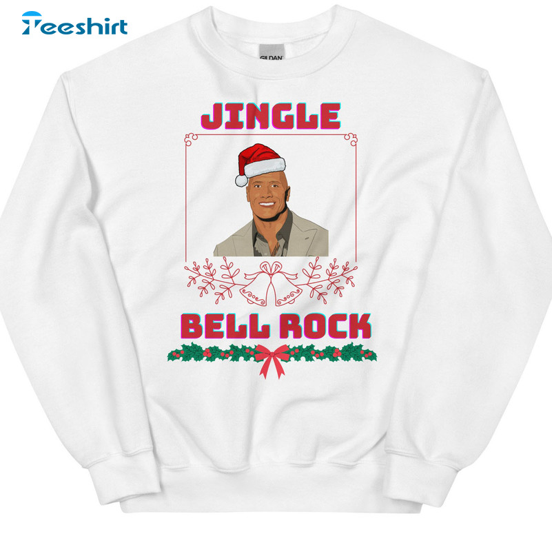 Jingle Bell Rock Sweatshirt, Christmas Funny Dwayne Johnson Short Sleeve Unisex Hoodie