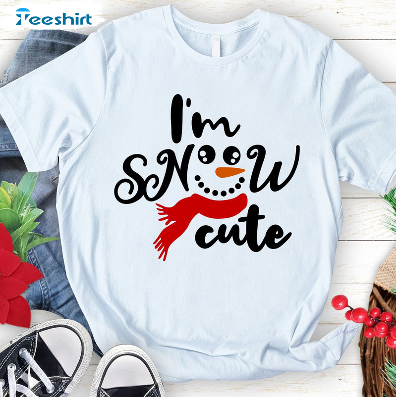 I Am Snow Cute Christmas Shirt, Funny Snowman Sweater Short Sleeve