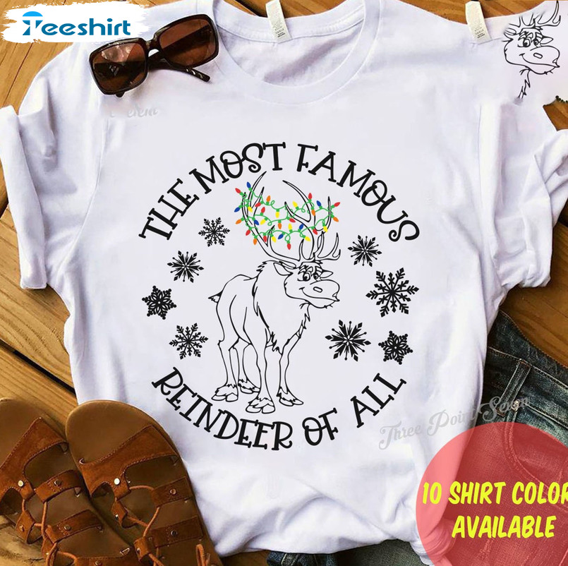 The Most Famous Reindeer Of All Shirt, Disney Christmas Short Sleeve Tee Tops