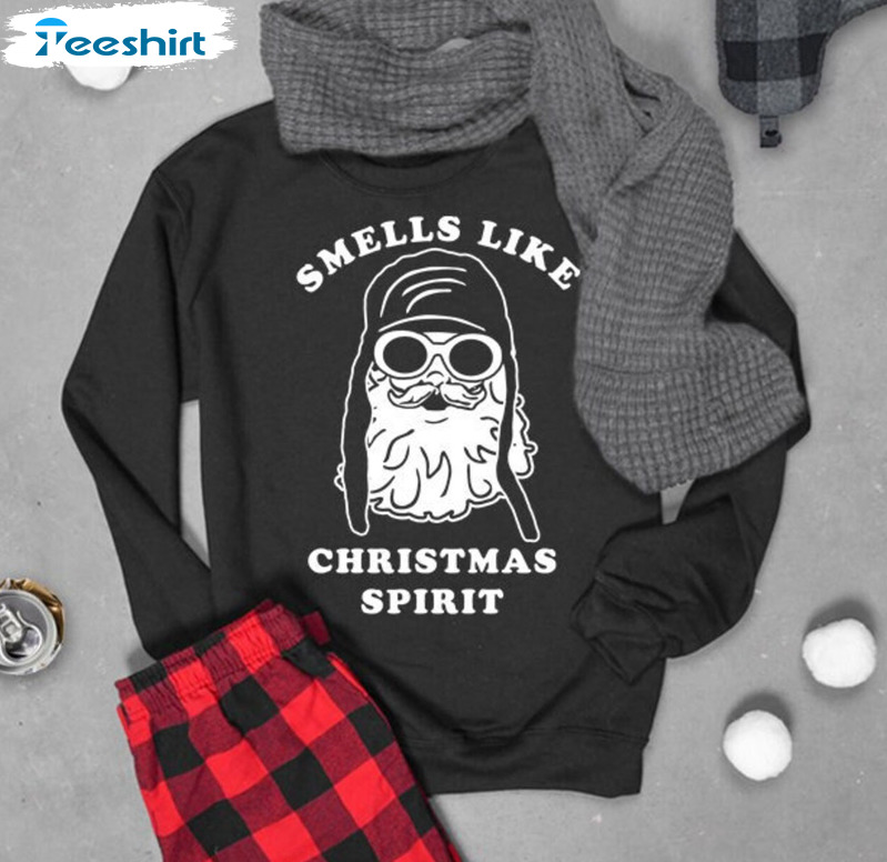 Smells Like Christmas Spirit Christmas Shirt, Santa Claus Short Sleeve Tee Tops