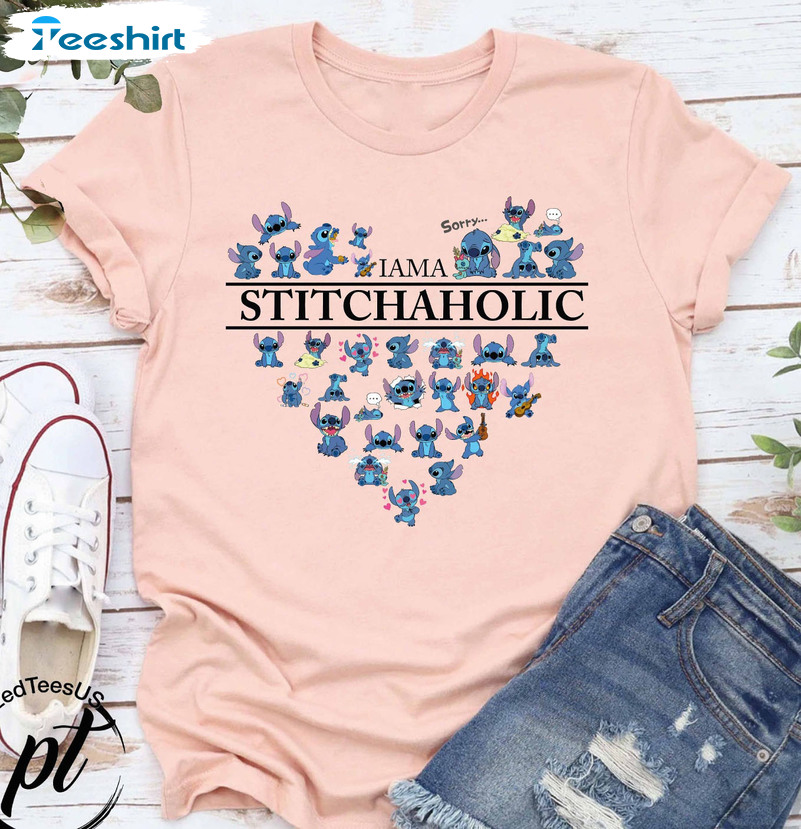I Am A Stitchaholic Shirt, Funny Stitch Tee Tops Short Sleeve