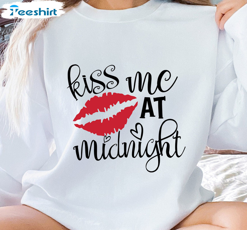 Kiss Me At Midnight Shirt, Valentines Day Sweater Short Sleeve