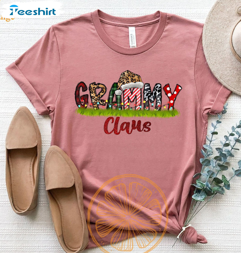 Grammy Claus Sweatshirt, Christmas Vinatge Crewneck Short Sleeve For Grandma