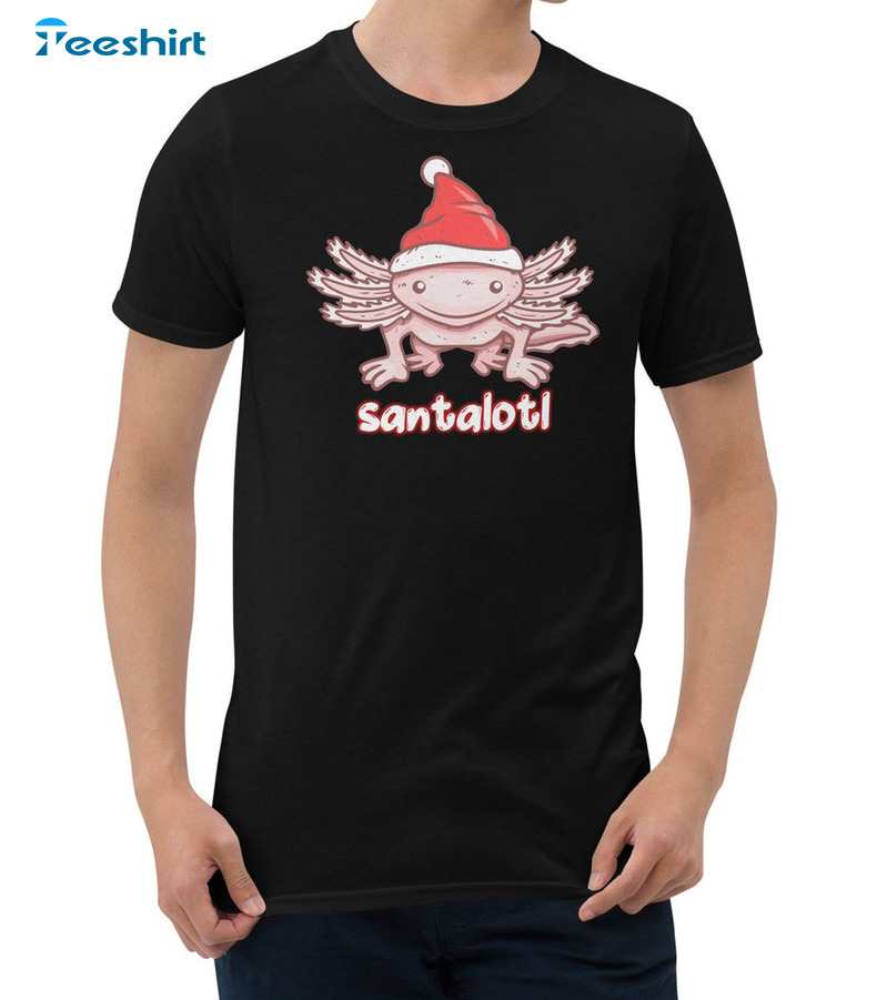 Santalotl Santa Hat Shirt, Amphibian Salamander Tee Tops Unisex Hoodie