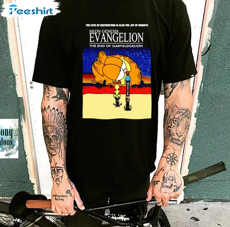 Neon Genesis Evangalion Shirt, The End Of Garfieldgelion Unisex T-shirt Hoodie