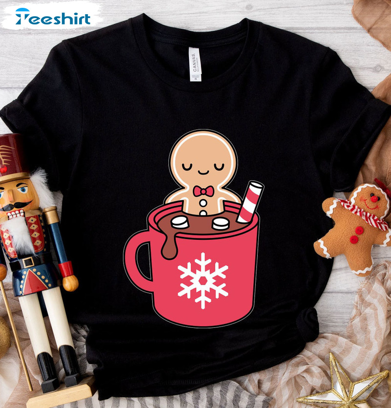 Christmas Coffee Gingerbread Man Shirt, Coffee Lover Xmas Tee Tops Unisex Hoodie