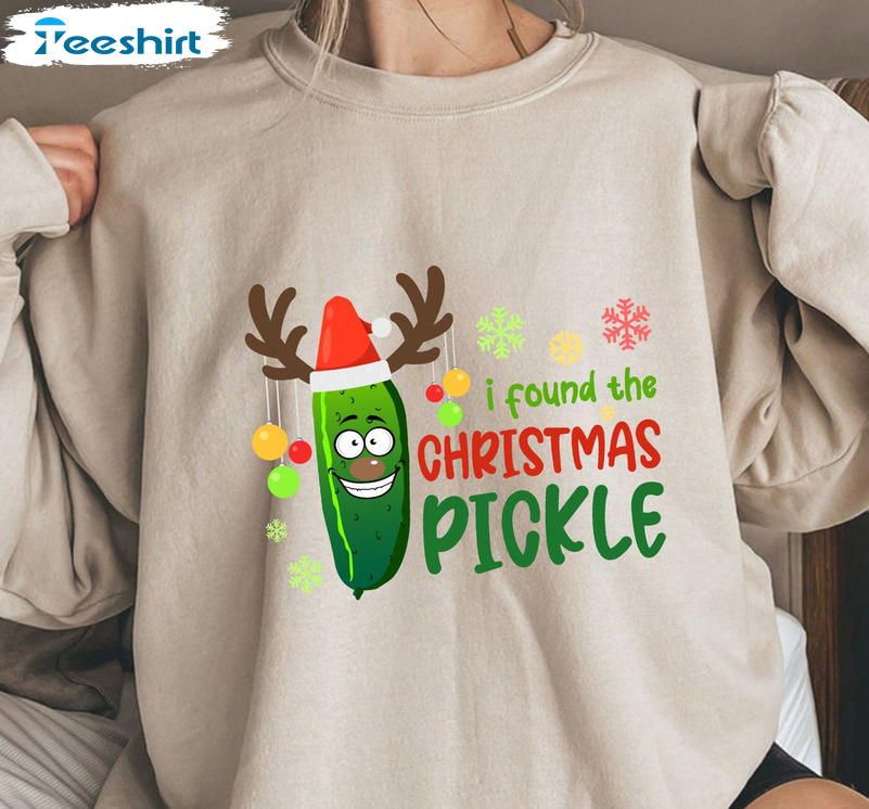 I Found The Christmas Pickle Shirt, Pickle Lover Unisex Hoodie Short Sleeve