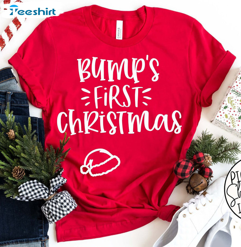 Bump's First Christmas Sweatshirt, Christmas Pregnancy Unisex Hoodie Crewneck