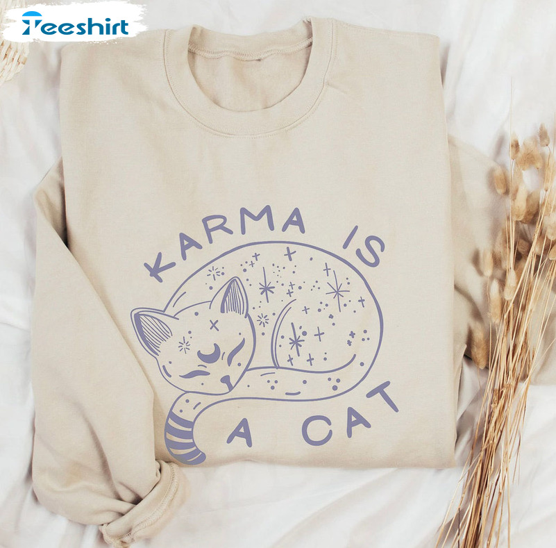 Karma Is A Cat Shirt, Midnight Country Music Short Sleeve Sweater