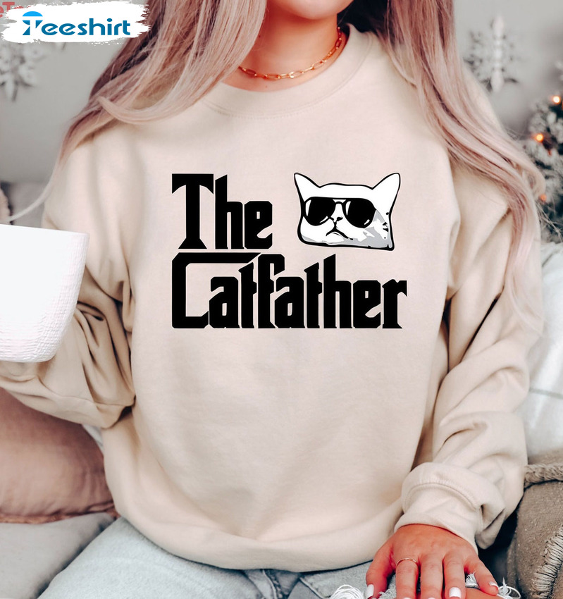 The Catfather Shirt, Funny Daddy Humorous Cat Short Sleeve Tee Tops