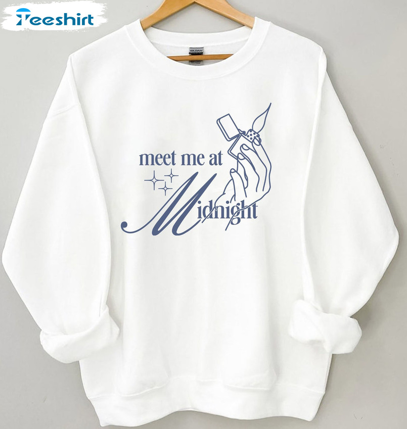 Meet Me At Midnight Sweatshirt, Midnights Album Trendy Short Sleeve Crewneck