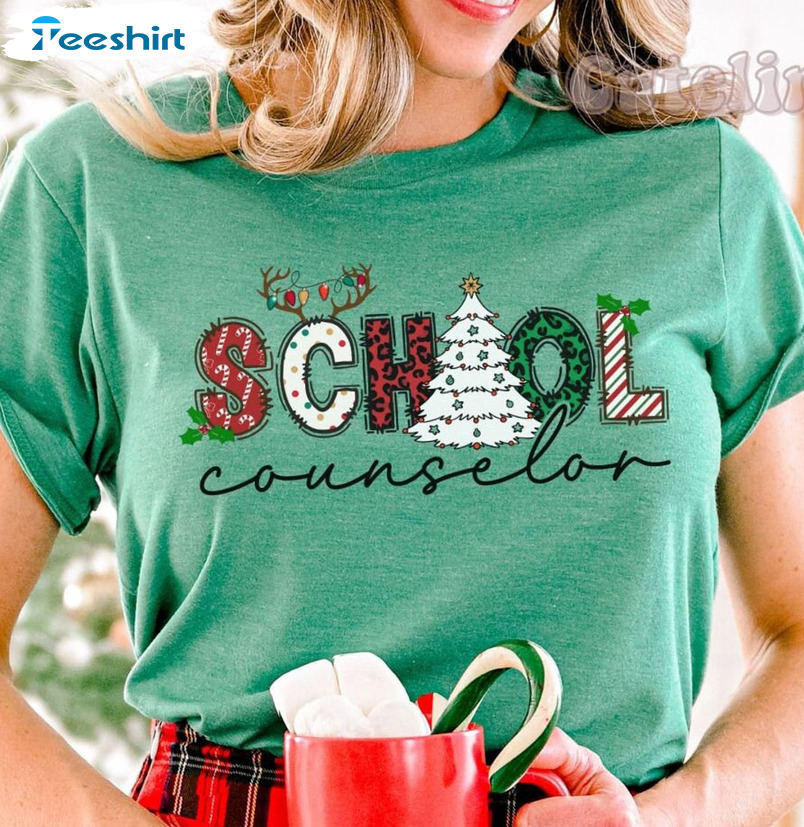 Christmas School Counselor Shirt, Funny Long Sleeve Short Sleeve