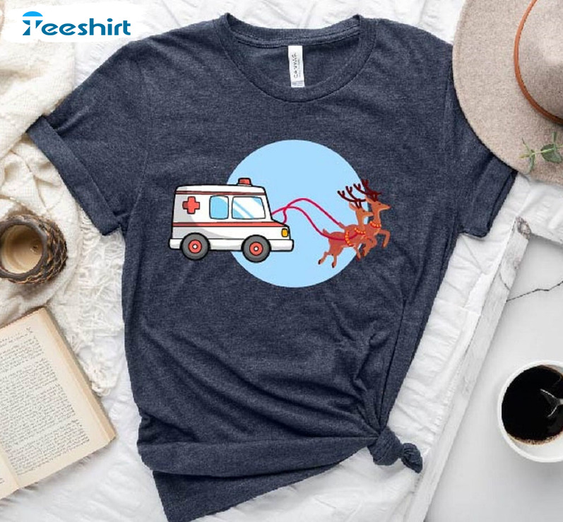 Christmas Ambulance Deer Shirt, Health Professional Crewneck Unisex Hoodie